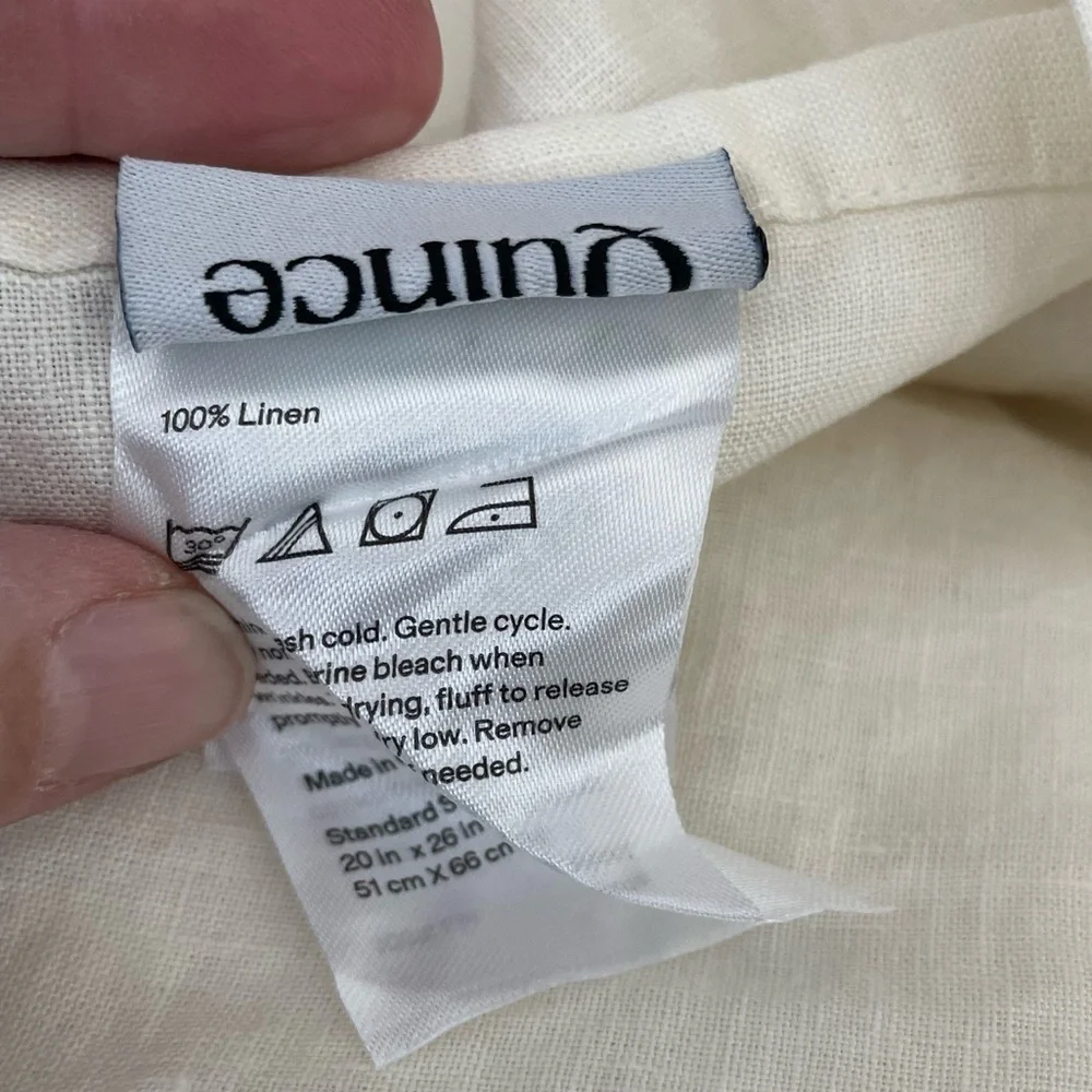 Quince European Linen Double Flange Duvet Cover Set Full Queen Ivory